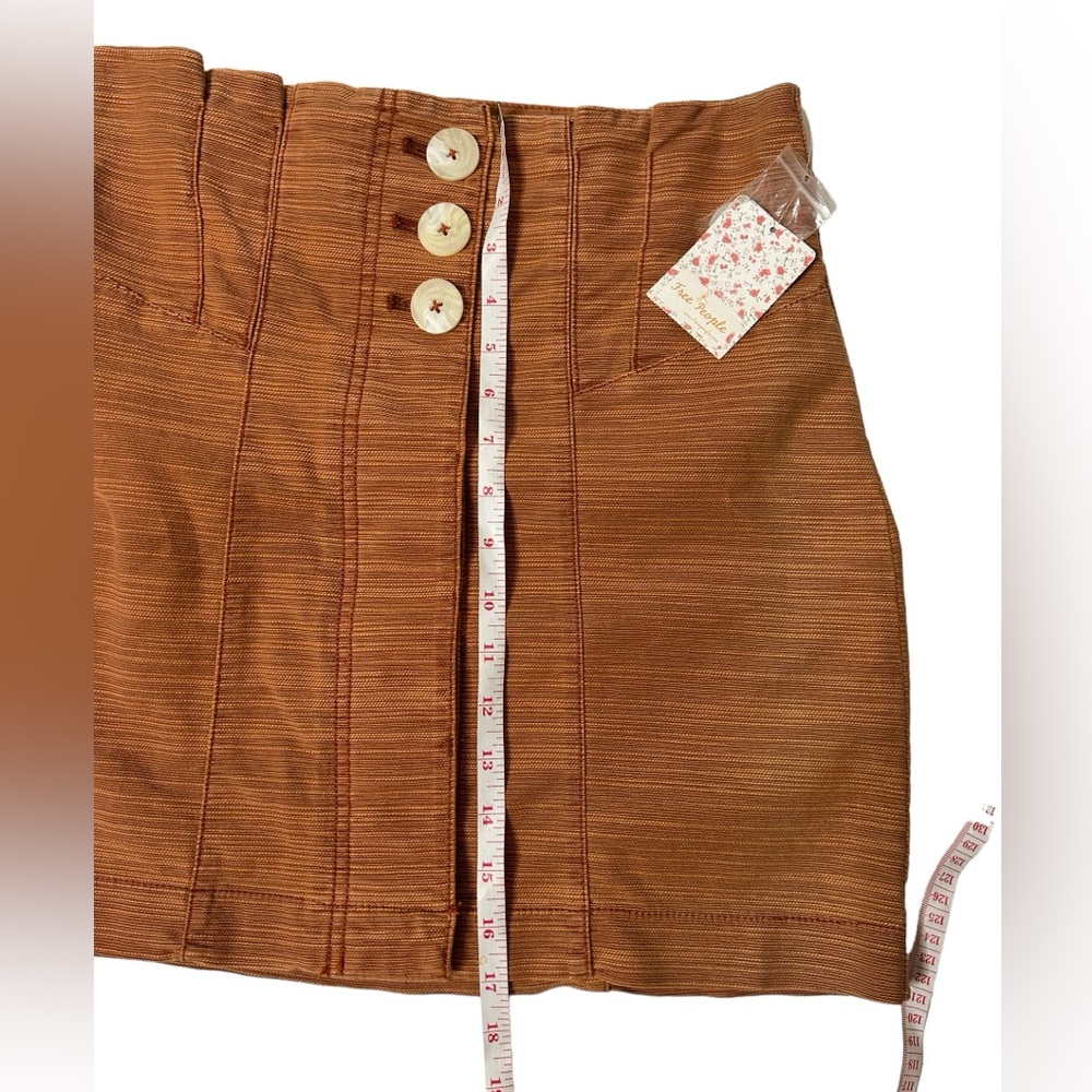 Free People l NWT Every Minute Every Hour Terra Cotta Button-Up Mini Skirt 8 - Picture 5 of 9